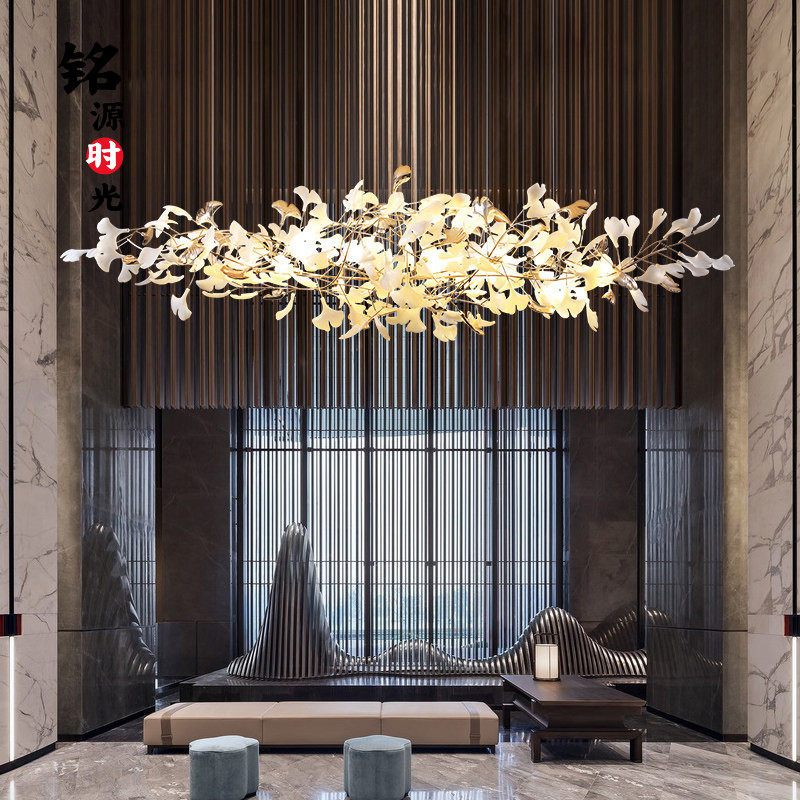 设计师银杏树叶灯具客厅餐厅灯吧台灯别墅楼梯间大堂售楼部装饰灯,家装灯饰光源,客厅吊灯,淘宝优惠券,粉丝福利购,淘宝优惠卷
