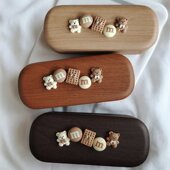 木纹复古饼干小熊可爱太阳墨镜眼镜盒收纳学生男女近视