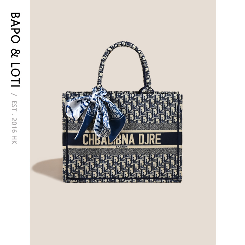 花托刺绣手提包时尚托特