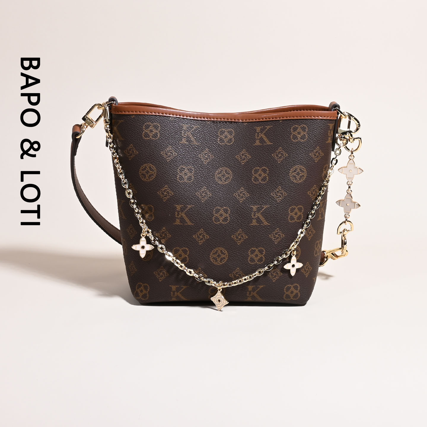 质感老花链条水桶包托特包包女士