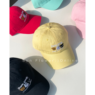 春夏季 可爱棒球帽 ins多巴胺卡通刺绣弯檐鸭舌帽子女休闲百搭韩版