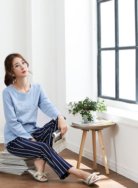 女士秋季长袖家居服纯棉睡衣套装