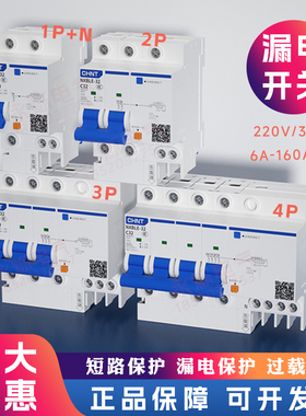 正泰漏电断路器NXBLE家用32A带漏电保护2P空气开关DZ47LE空开63A