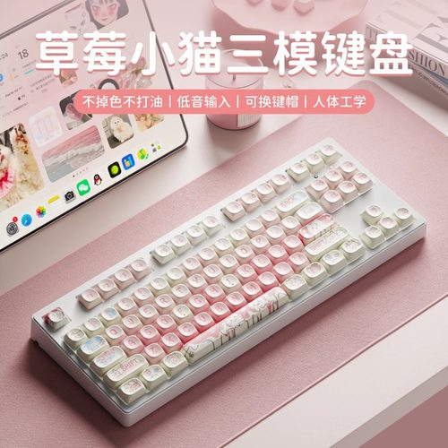 前行者草莓小猫无线机械键盘蓝牙