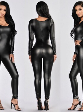 搜查官制服女大码xxxxl200斤日系紧身高个子漆皮全身连体塑身内衣