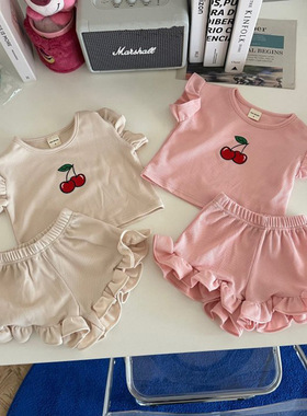 婴幼儿童休闲运动服女童1-2-3-4-5-6岁夏季宝宝短袖上衣+短裤套装