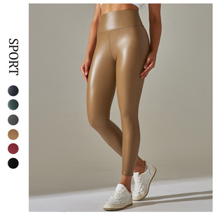 high waisted slim fit leather pants 女士翘臀高腰修身高弹皮裤