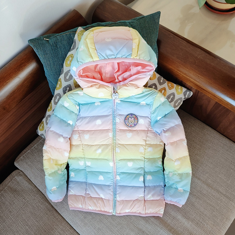女童羽绒服连帽2022年秋冬新款白鹅绒轻薄儿童冬季外套时尚洋气潮