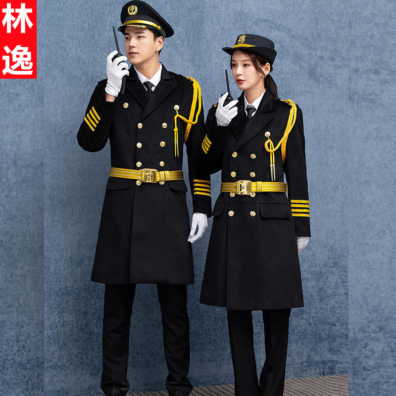 保安中长款呢子大衣男女空少空姐制服礼宾形象岗加厚毛呢外套加绒