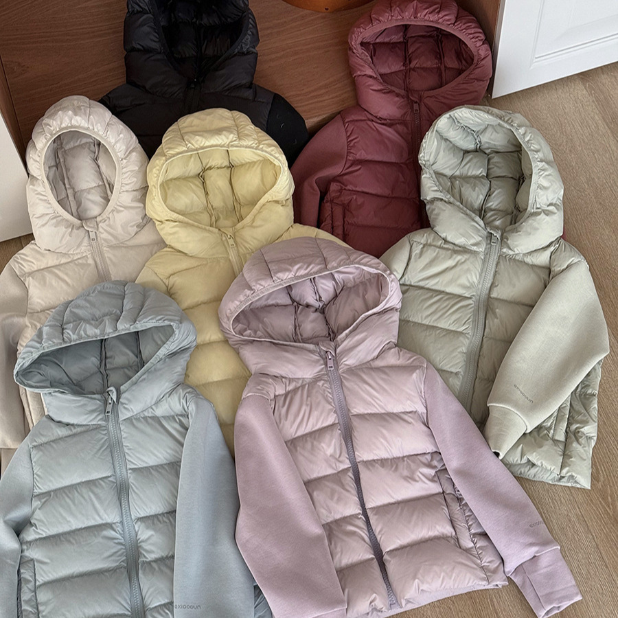 女童韩版休闲校服神器轻薄连帽羽绒服2025冬季SR新款F25082