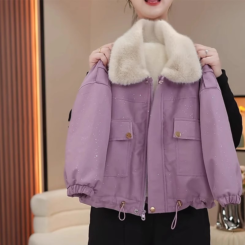 女童韩版翻领加厚加绒派克服撒银外套2025冬季LF新款LF042