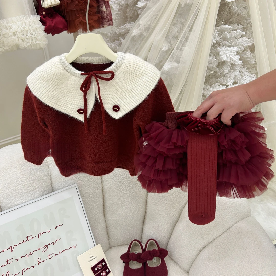 女童新年战袍红色毛衣+蛋糕裙*分开拍2026冬季QC新款dong9158,童装/婴儿装/亲子装,套装,淘宝优惠券,粉丝福利购,淘宝优惠卷
