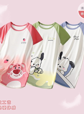 女童圆领卡通垂顺薄款中大童家居服睡裙2026夏季新款KJ005鲸
