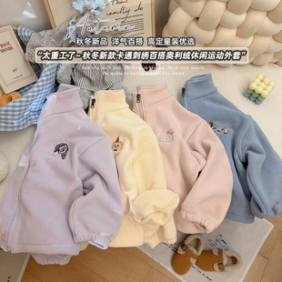 女童重工卡通刺绣百搭奥利绒休闲运动外套2025秋冬新款 FAN003凡