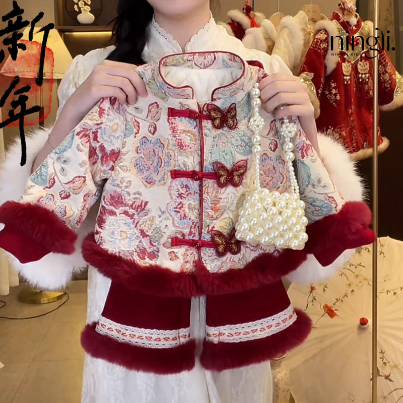 宠粉*女童中国风新年唐装汉服加绒裤两件套2026冬季QC新款FHW7200,童装/婴儿装/亲子装,套装,淘宝优惠券,粉丝福利购,淘宝优惠卷