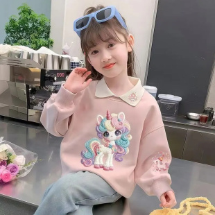 女童彩虹小马休闲可爱印花翻领卫衣2026春季 XG043 XG新款