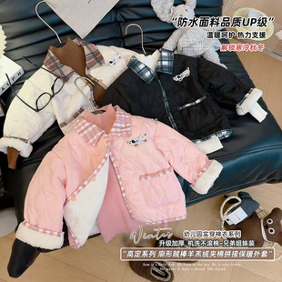 女童高定翻领廓形羊羔绒夹棉拼接保暖外套2025秋冬新款 T2519恬