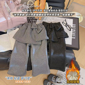 女童设计师款 MX005熙 新款 蝴蝶结屁帘休闲百搭一体绒长裤 2025冬季