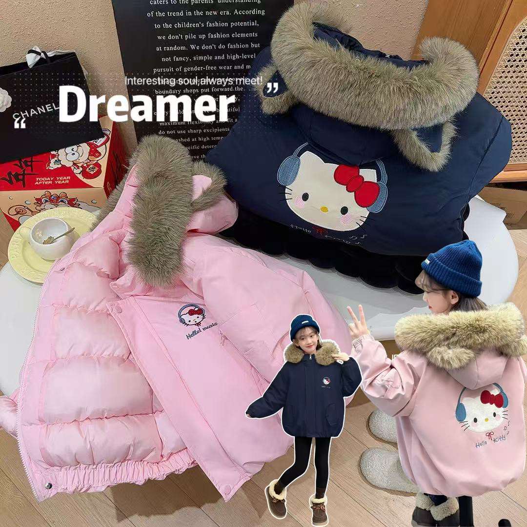 女童洋气连帽加厚猫咪毛领派克服外套2026冬季新款CX025慈,童装/婴儿装/亲子装,棉袄/棉服,淘宝优惠券,粉丝福利购,淘宝优惠卷