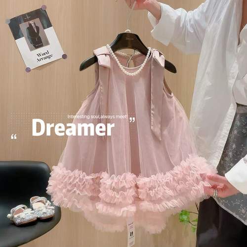 【现】女童韩版蝴蝶结网纱连衣裙2026夏季TEY新款K5125643