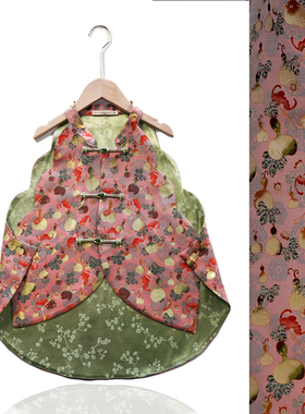 宋锦陆美英秋月葫芦纹锦原创新中式国风波浪边圆弧衣摆设计感马甲