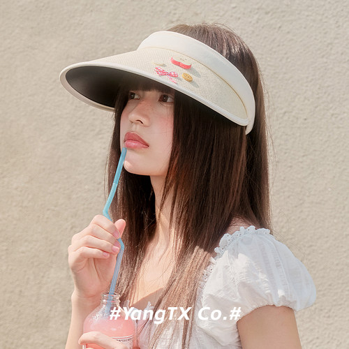 杨同学~黑胶空顶帽防紫外线女