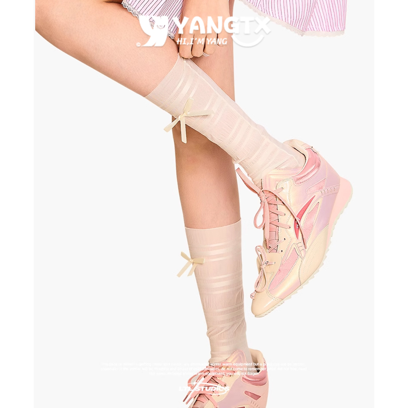 芭蕾风冰丝jk堆堆袜子女中桶夏季