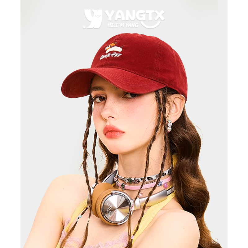 【杨同学】帽子女2025年新款复古刺绣大头围棒球帽显脸小鸭舌帽潮