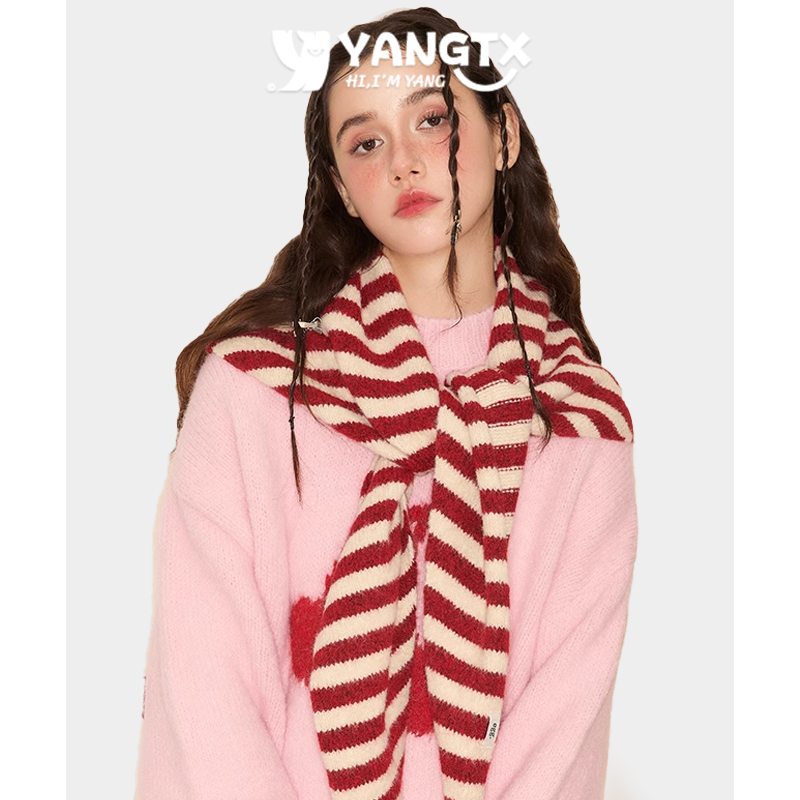 杨同学条纹撞色设计感披肩