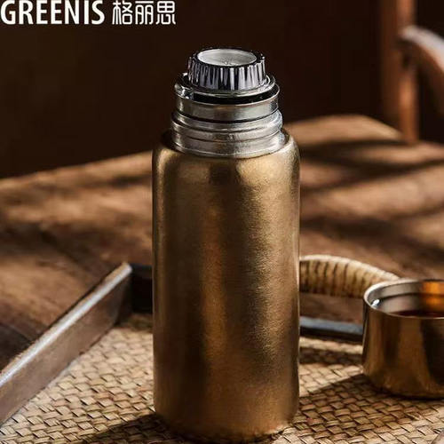 格丽思GREENIS纯钛保温杯男款焖泡茶水杯高档双层外出送礼盒高端
