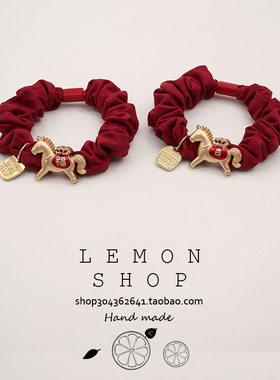 红色新年小马小肠发圈新款头绳扎头发橡皮筋高级感发绳大肠圈发饰