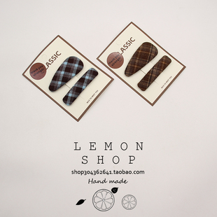 韩系格纹发夹咖色系边夹韩国侧边前额碎发bb夹气质刘海夹发卡头饰