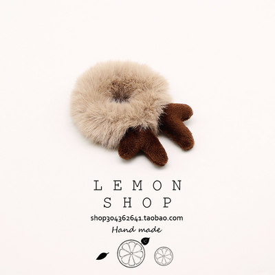 毛绒新款圣诞鹿角百搭风网红发圈