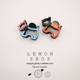 刘亦菲同款发夹多巴胺卡通小狗抓夹后脑勺鲨鱼夹彩色发卡高级感女