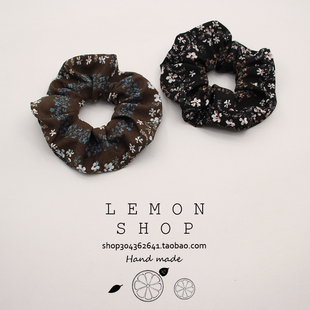 复古碎花大肠发圈女百搭头绳高级感发绳头花2025新款 扎头发橡皮筋