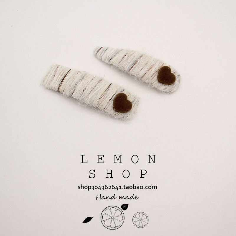 韩国ins秋冬新款毛线发夹毛绒发卡爱心发饰女侧边刘海夹bb夹头饰