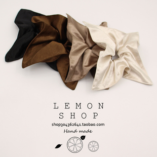缎面方巾方形大肠发圈复古法式简约气质慵懒风头花高级感发绳头绳