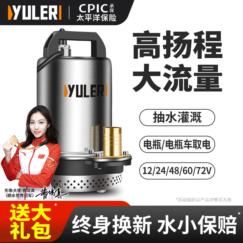 渝乐12V24V直流潜水泵48V60V72V电瓶电动车农用灌溉专用抽水泵机