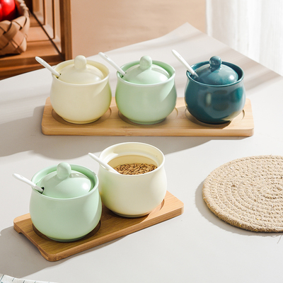 家用厨房陶瓷调味罐收纳盒