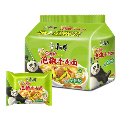 康师傅泡椒牛肉面袋装红烧