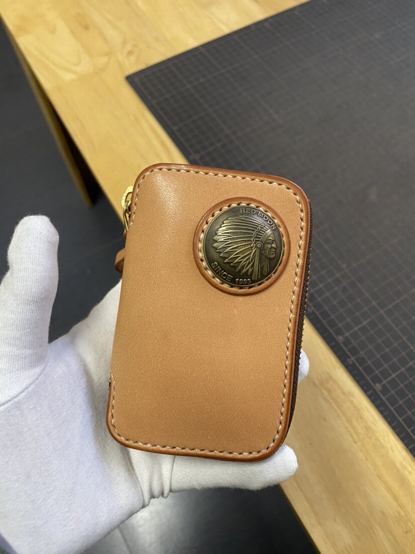 优革佳品纯手作日本枥木鞍革牛皮拉链钥匙包真皮卡包零钱包收纳包