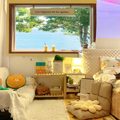 宿舍改造窗外风景背景布 卧室床头墙布房间背景墙挂布墙面装 饰布