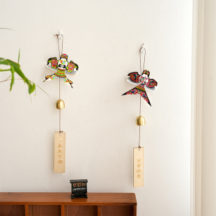 国潮古风吊饰燕子纸鸢铃铛风筝挂饰复古房间卧室窗边门铃装 饰挂件