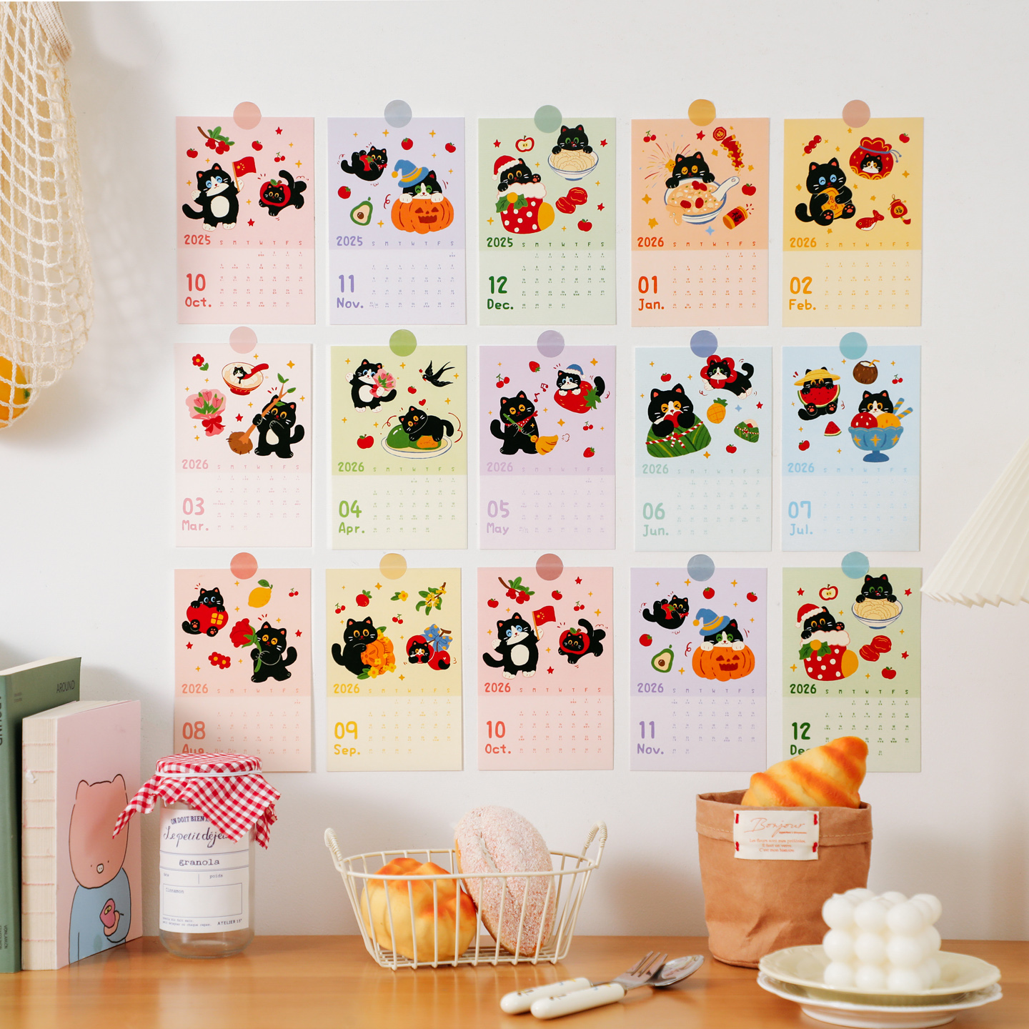 可爱猫咪日历明信片卡片贴画