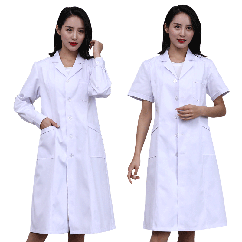 白大褂女长袖工作服护士服夏季薄款短袖学生实验室厚款美容院药店