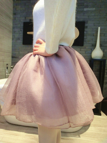 半身裙女短裙春款新款夏季百褶裙欧根纱半身裙蓬蓬裙高腰纱裙