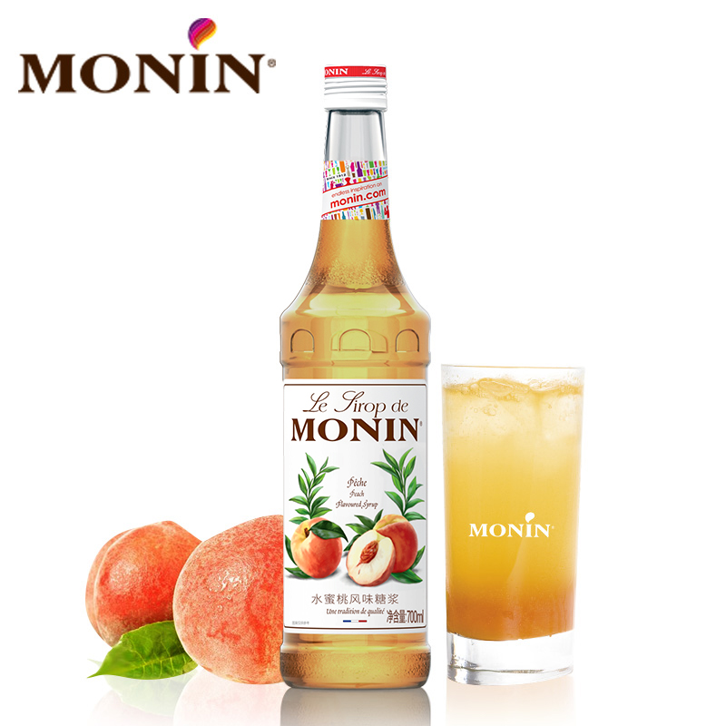 莫林MONIN水蜜桃风味糖浆玻璃瓶装700ml咖啡鸡尾酒果汁饮料
