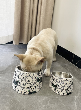 休普狗盆狗碗猫碗小型犬法斗宠物碗防打翻狗食盆水盆护颈防滑耐用