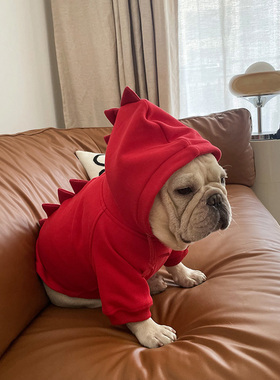 过年红色衣服法斗秋冬保暖外套卫衣猫狗衣服雪纳瑞泰迪西高地柯基