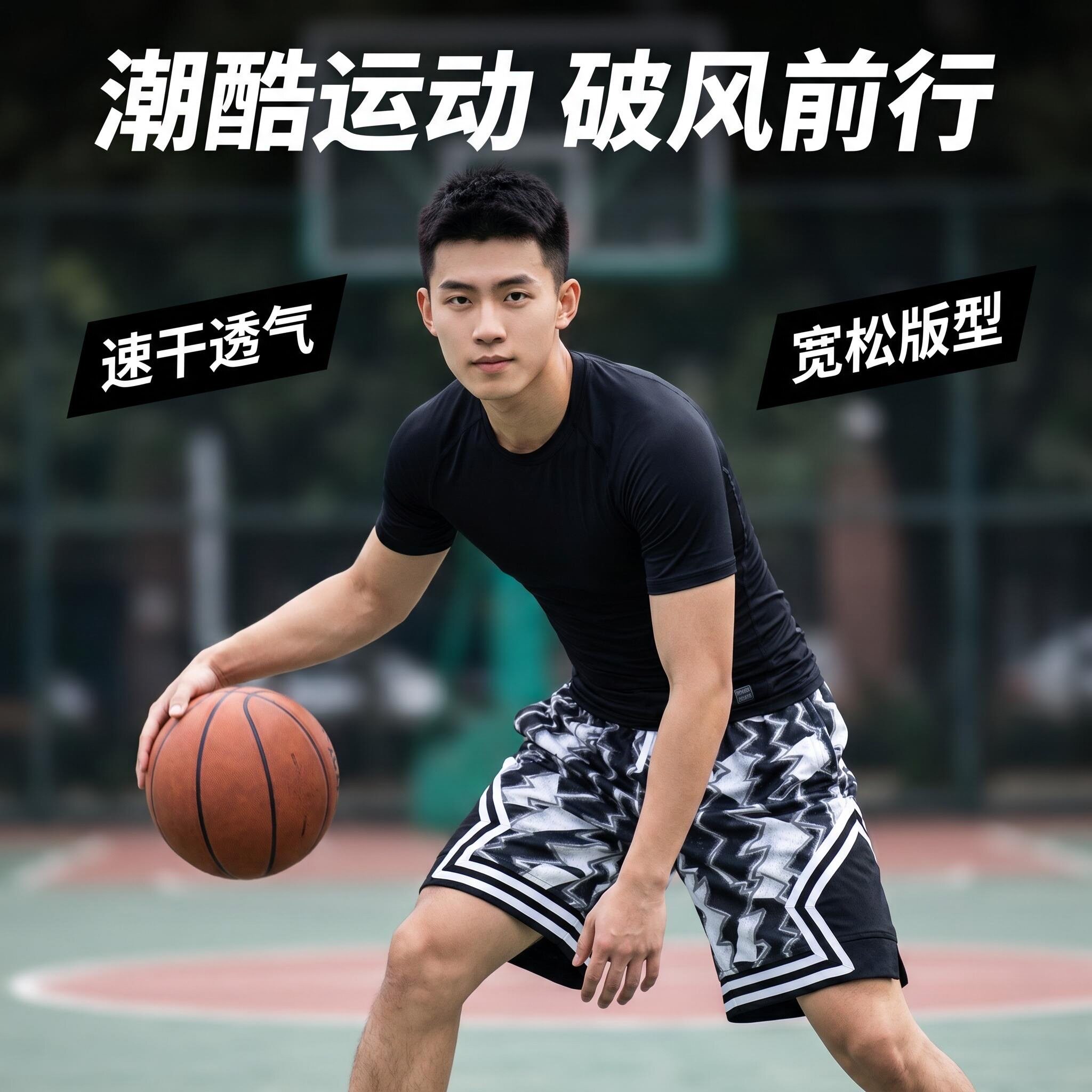 刺绣飞人美式篮球短裤宽松透气速干运动训练跑步健身速干四分短裤